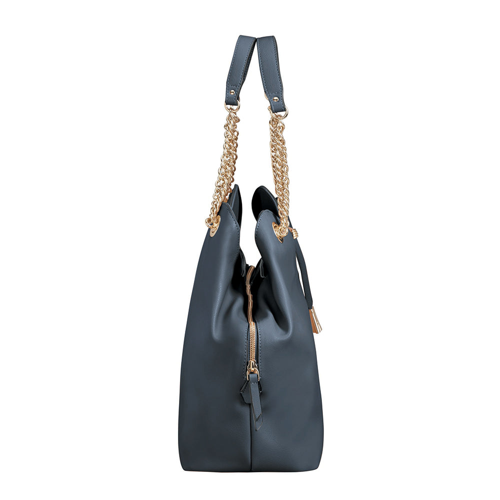 Cartera Satiny 2.0 Hobo Bag 3 Comp Dark Navy Grande 4,9 Lts