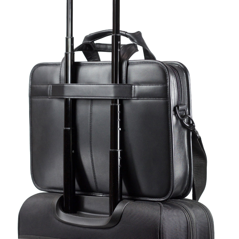 Maletín Scs Leather Business Spinner 19" Negro 13,5 Lts
