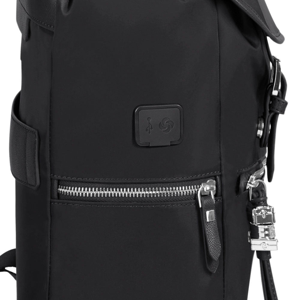 Mochila KARISSA BIZ Backpack 14.1 + Flap W/USB Mediana Black