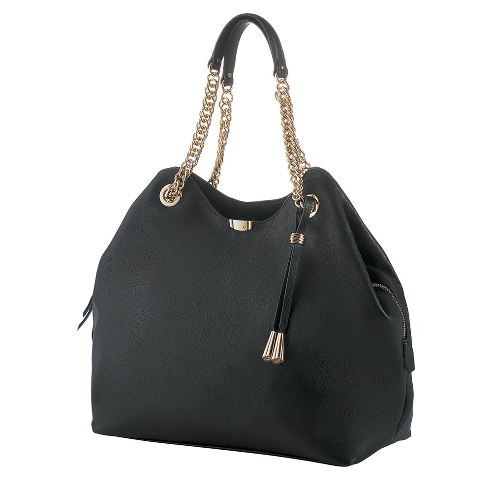 Cartera Satiny 2.0 Hobo Bag 3 Comp Black Grande 4,9 Lts