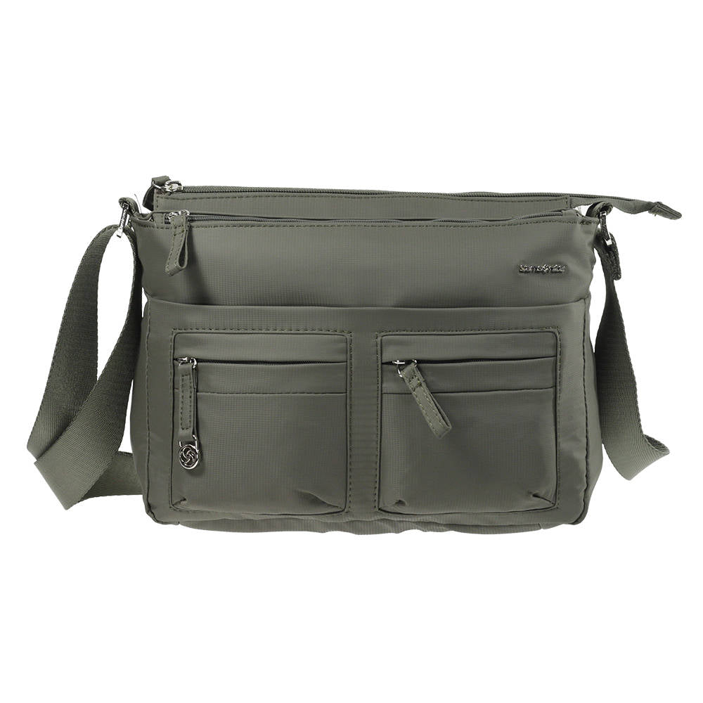 Cartera Move It Horizontal Shoulder Bag + Flap Verde Plata