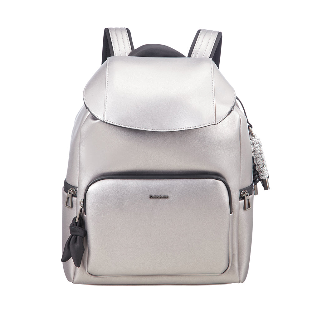 Mochila Ladies Handbags She's Back Backpack + Flap Mediana Silver