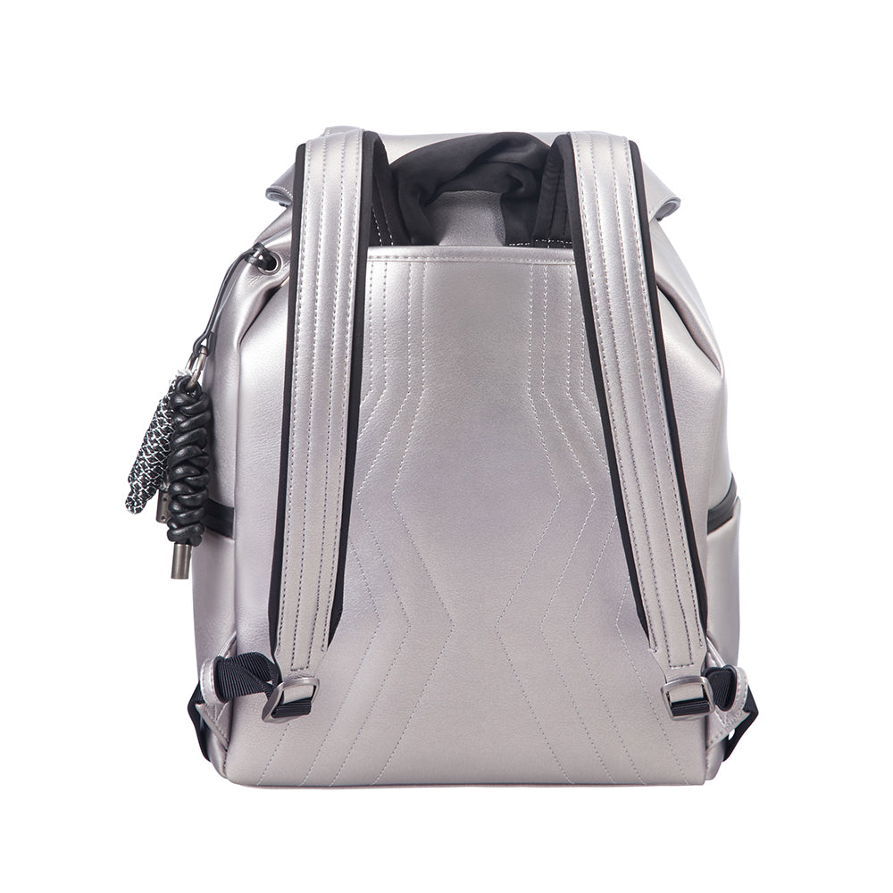  Mochila Ladies Handbags She's Back Backpack + Flap Mediana Silver 