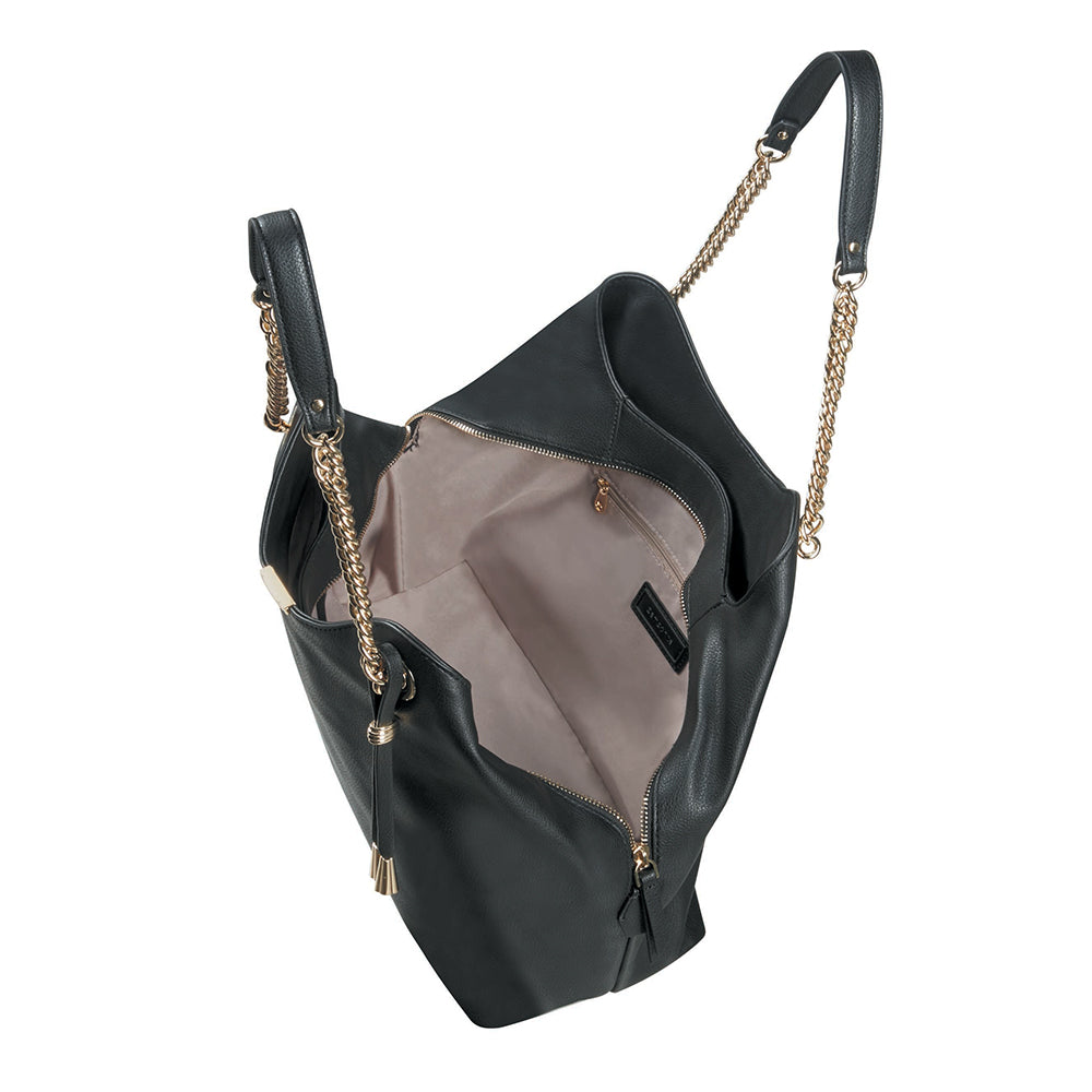 Cartera Satiny 2.0 Hobo Bag 3 Comp Black Grande 4,9 Lts