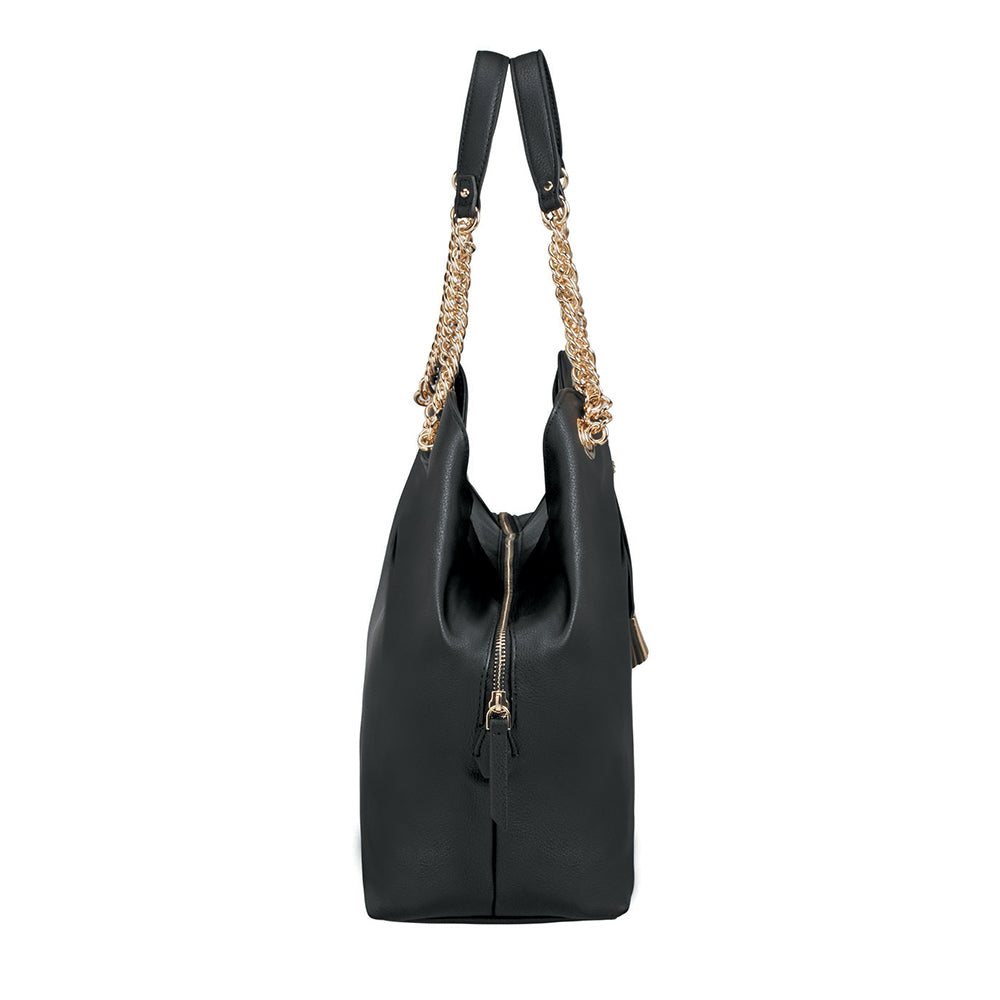 Cartera Satiny 2.0 Hobo Bag 3 Comp Black Grande 4,9 Lts