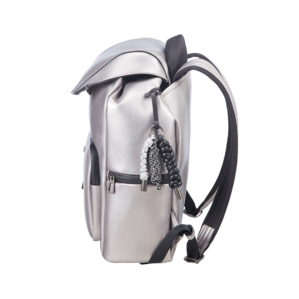  Mochila Ladies Handbags She's Back Backpack + Flap Mediana Silver 