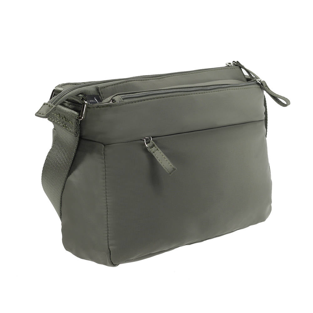 Cartera Move It Horizontal Shoulder Bag + Flap Verde Plata