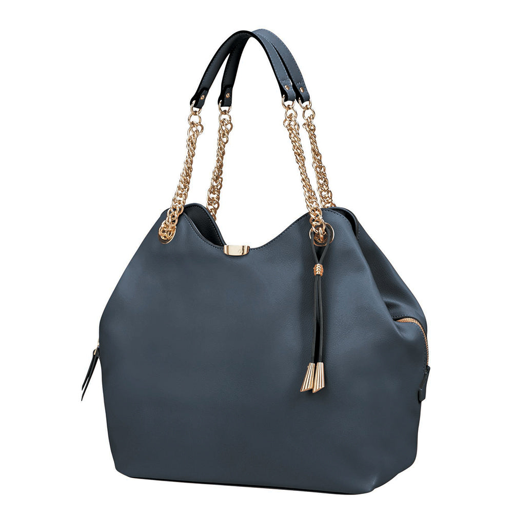 Cartera Satiny 2.0 Hobo Bag 3 Comp Dark Navy Grande 4,9 Lts