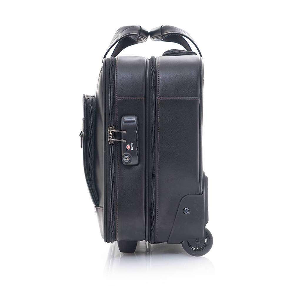  Maleta Suave Savio Leather Iv Rolling Tote Cabina Negro 