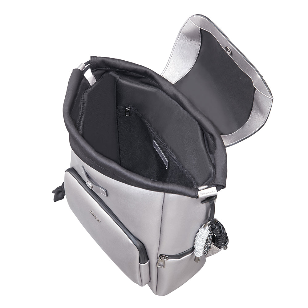  Mochila Ladies Handbags She's Back Backpack + Flap Mediana Silver 