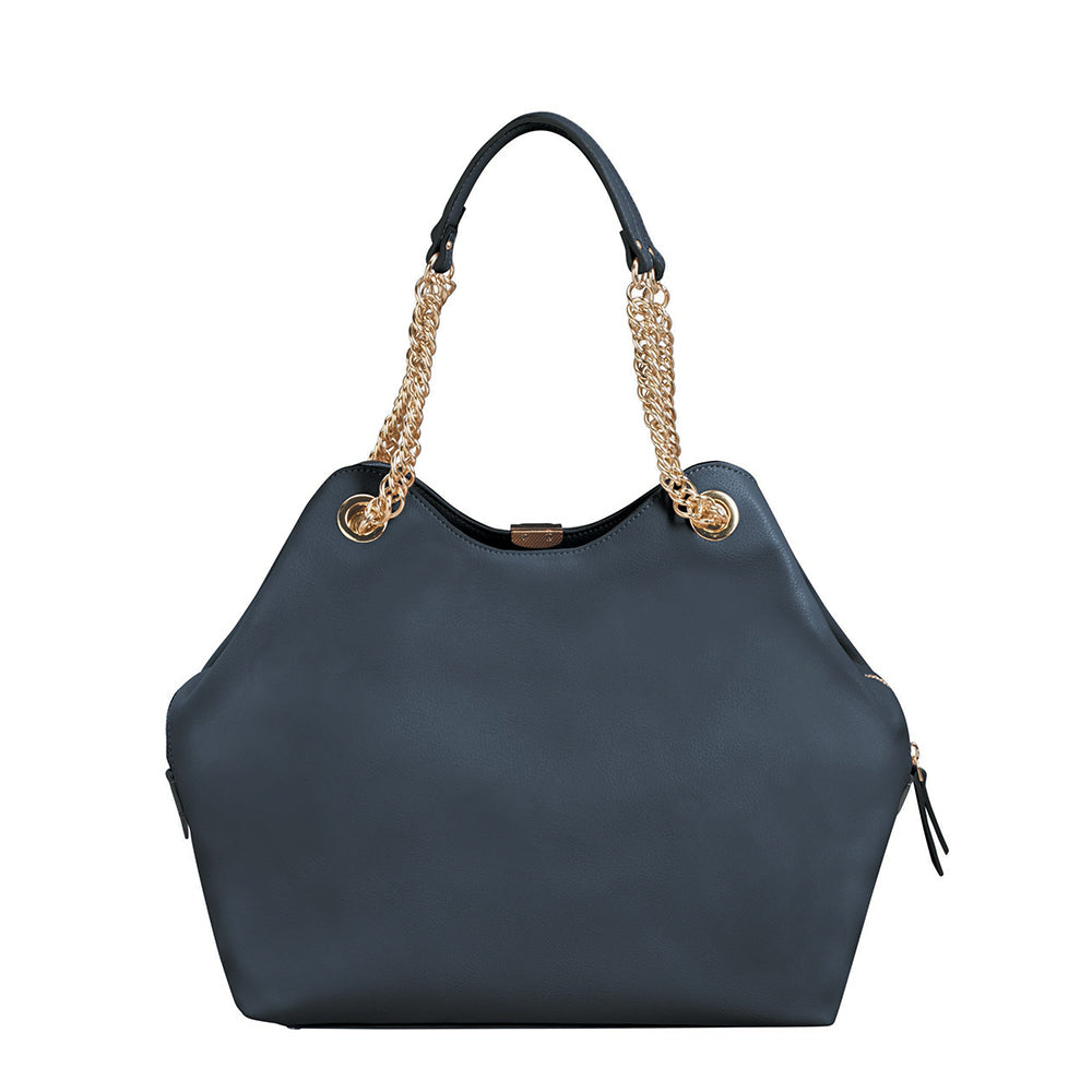 Cartera Satiny 2.0 Hobo Bag 3 Comp Dark Navy Grande 4,9 Lts